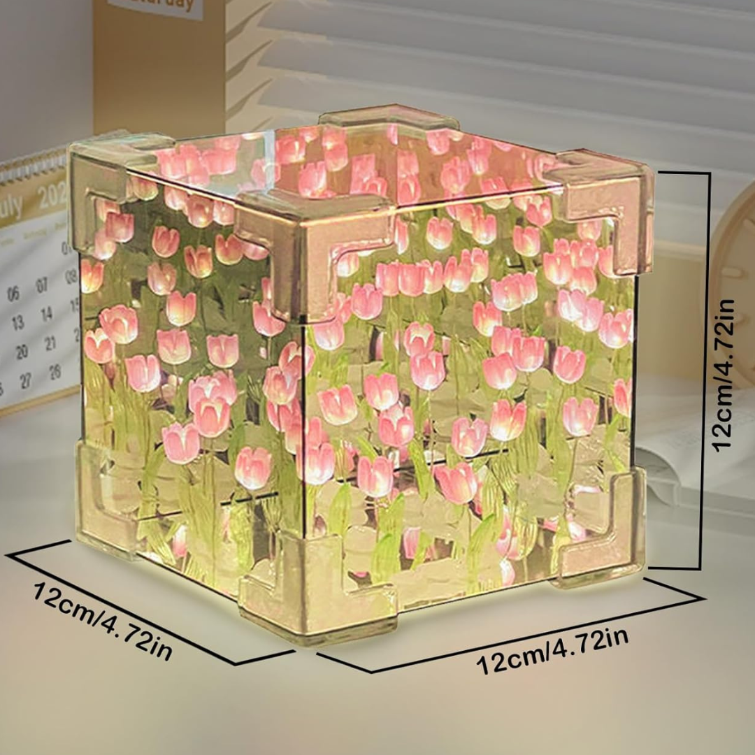 Caja de Tulipanes Eternos con Luz