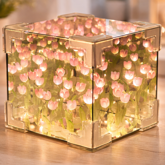 Caja de Tulipanes Eternos con Luz