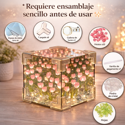 Caja de Tulipanes Eternos con Luz